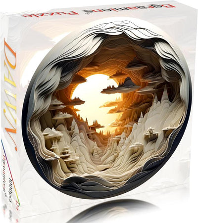 3D Visual Dawn Inside a Cave - 1000 Pieces Round Puzzle