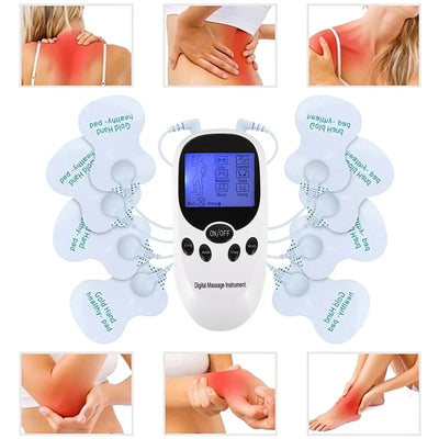 Tens Unit with 8 Electrode Pads - Massager Pulse Muscle Stimulator Dual Channel Rechargeable