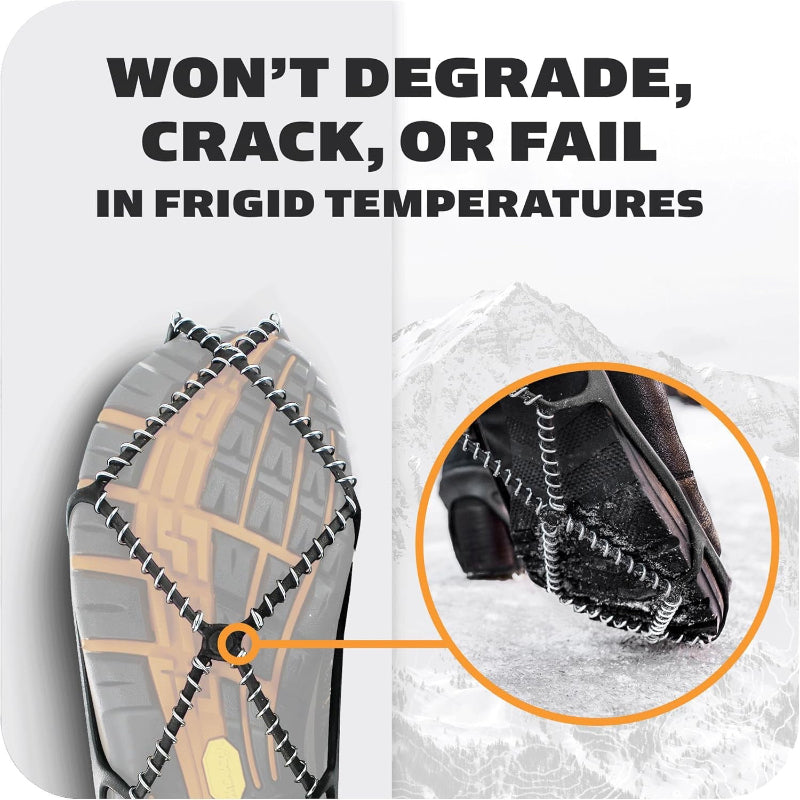  Ice Traction Cleats, 360° Grip for Snow and Ice with Easy-On Elastic Band