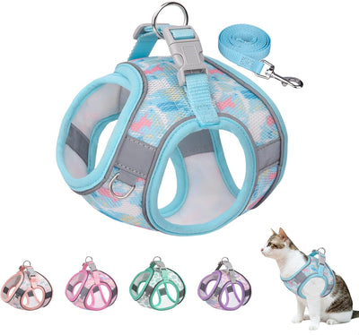 Step in Mesh Dog Harness Vest and Leash Set - Breathable Air Mesh - Reflective - No Choke