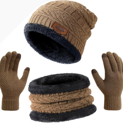 Winter Hat Beanie Scarf Gloves Set with Fleece Lining for Men and Women