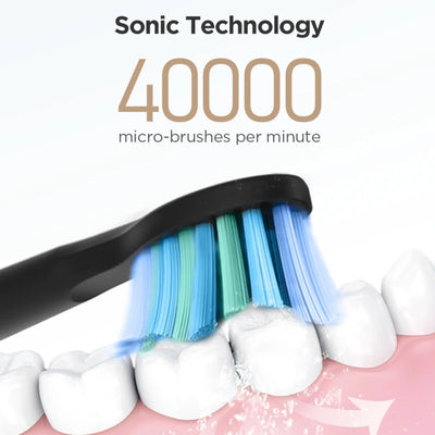 Ultrasonic Electric Toothbrush - Rechargeable Whitening Sonic Toothbrush with 8 Brush Heads 