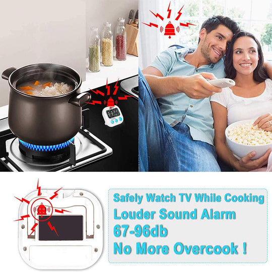 2 Pack Digital Kitchen Timer Big Digits, Loud Alarm, Magnetic Backing, Stand, for Cooking Baking(White)