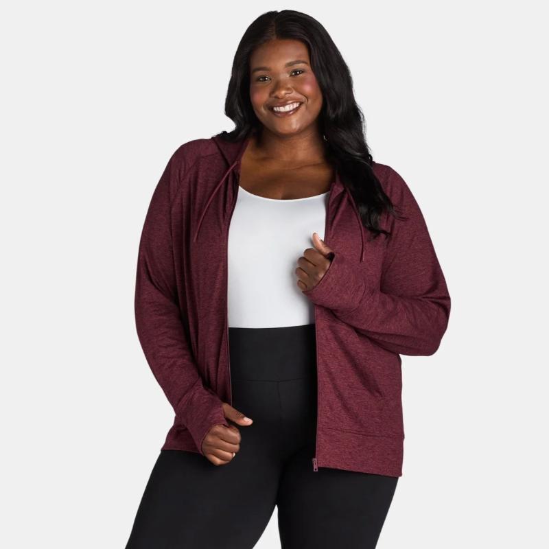 Women’s Zip-Up Hoodie with Long Sleeves, Sizes XS-4X