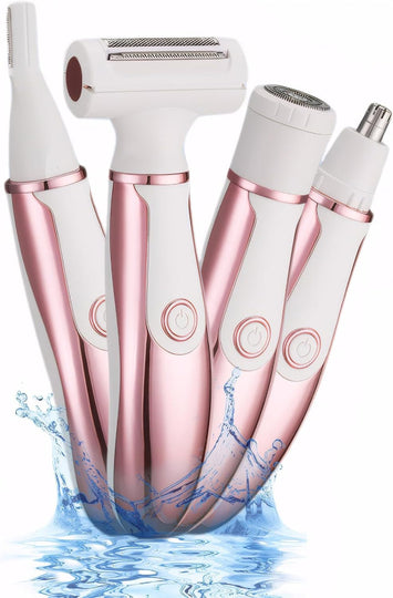 4-in-1 Electric Razor for Women, Rechargeable Trimmer for Face, Body, Legs, and Bikini
