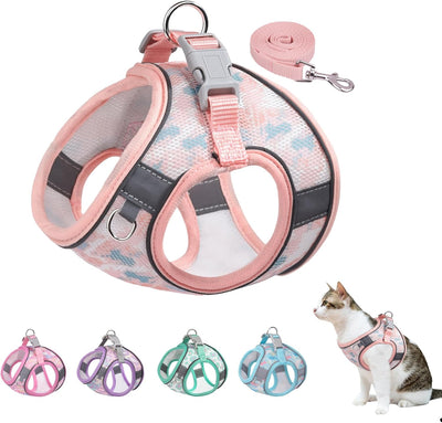 Step in Mesh Dog Harness Vest and Leash Set - Breathable Air Mesh - Reflective - No Choke