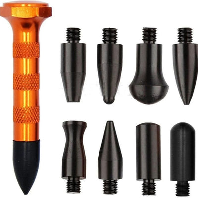 DIY Paintless Dent Repair Kit with Metal Tap Down Pen and 9 Tip Heads