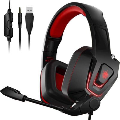 Wired Gaming Headset for PS4, Xbox One, PS5, Witch, H2 - Over-Ear Gaming Headphones with Noise Cancelling Mic & LED Lights