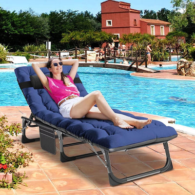 5 Position Folding Lounge Chair - Adjustable, Multi-Use Reclining Chair