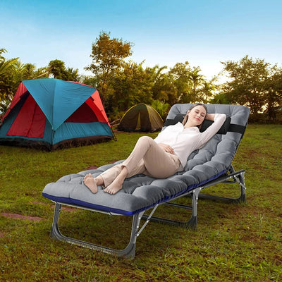 5 Position Folding Lounge Chair - Adjustable, Multi-Use Reclining Chair