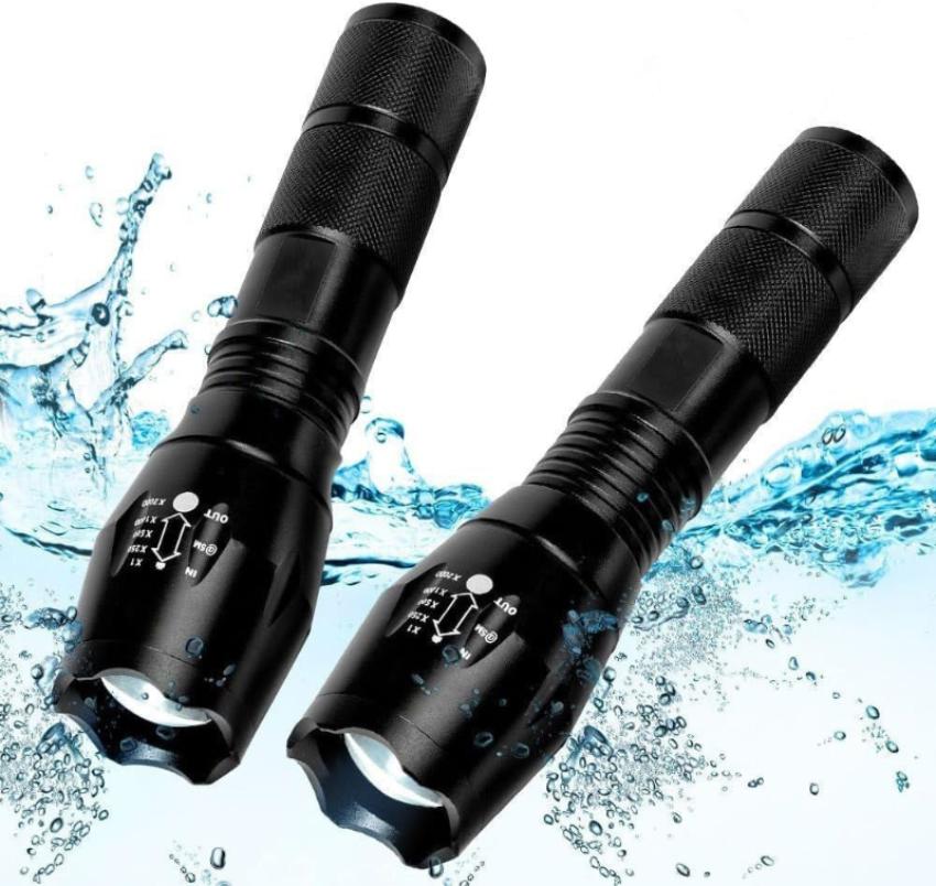 2 Pack Tactical Flashlights Torch, Military Grade High Lumens Led Waterproof Handheld Flashlight