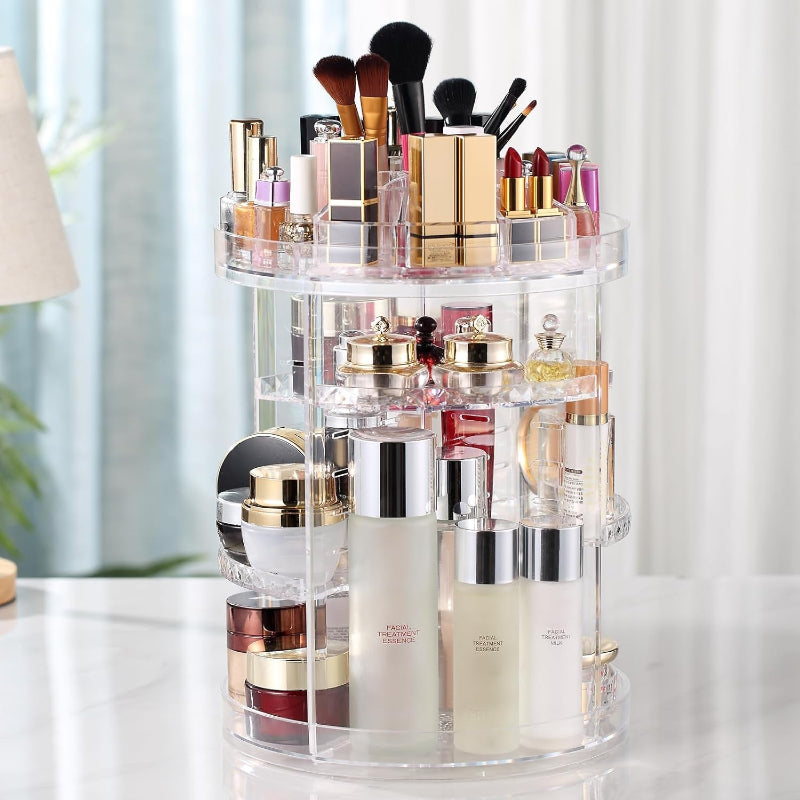 360° Rotating Makeup Organizer, Adjustable Cosmetic Storage with 8 Layers