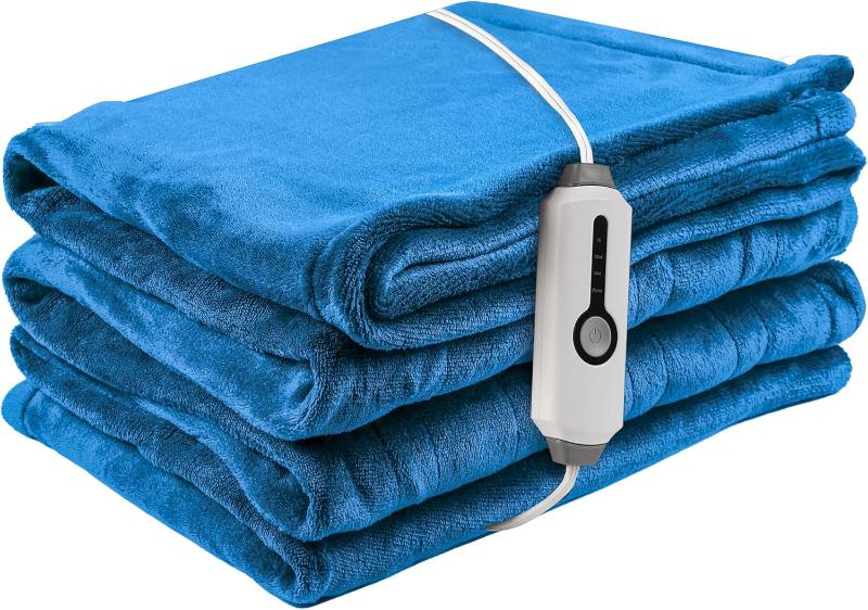 Heated Electric Throw Blanket, Cozy Flannel Heating Blanket with 4 Heat Levels 