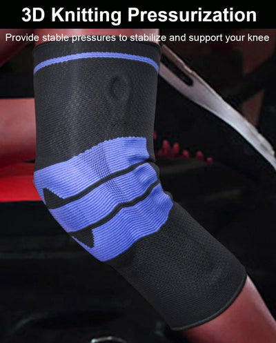 2 Pack Compression Knee Brace Sleeve with Side Stabilizers & Patella Gel Pad