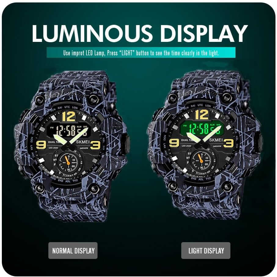 Men's Multifunction Large Face Sports Watch, Waterproof Shockproof Camouflage Series