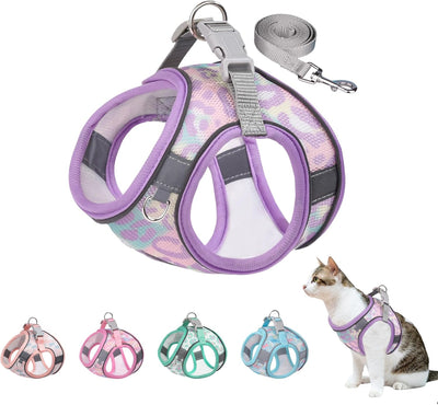 Step in Mesh Dog Harness Vest and Leash Set - Breathable Air Mesh - Reflective - No Choke