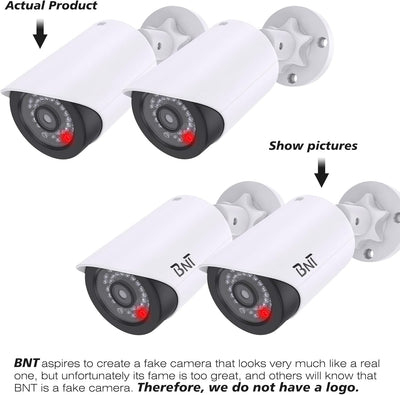 2 Pack Dummy Fake Security Camera with One Red LED Light at Night