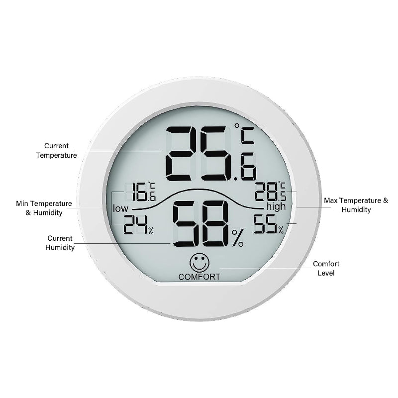 Digital Hygrometer Thermometer for Room Temperature and Humidity, LCD Sensor with Max/Min Records