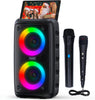 Portable Karaoke Bluetooth Speaker with 1 Wireless Microphone and 1 Wired Mic