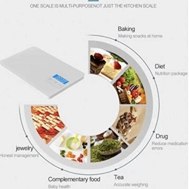 Tempered Glass Kitchen Scale - Up To 15Kg