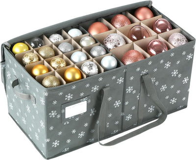 Large Christmas Ornament Storage Container Box with Zipper Closure