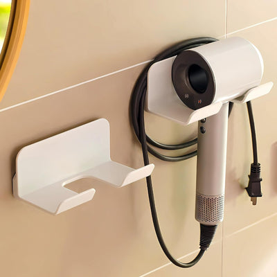 Universal Hair Dryer Holder Wall Mount with Plug and Cord Organizer