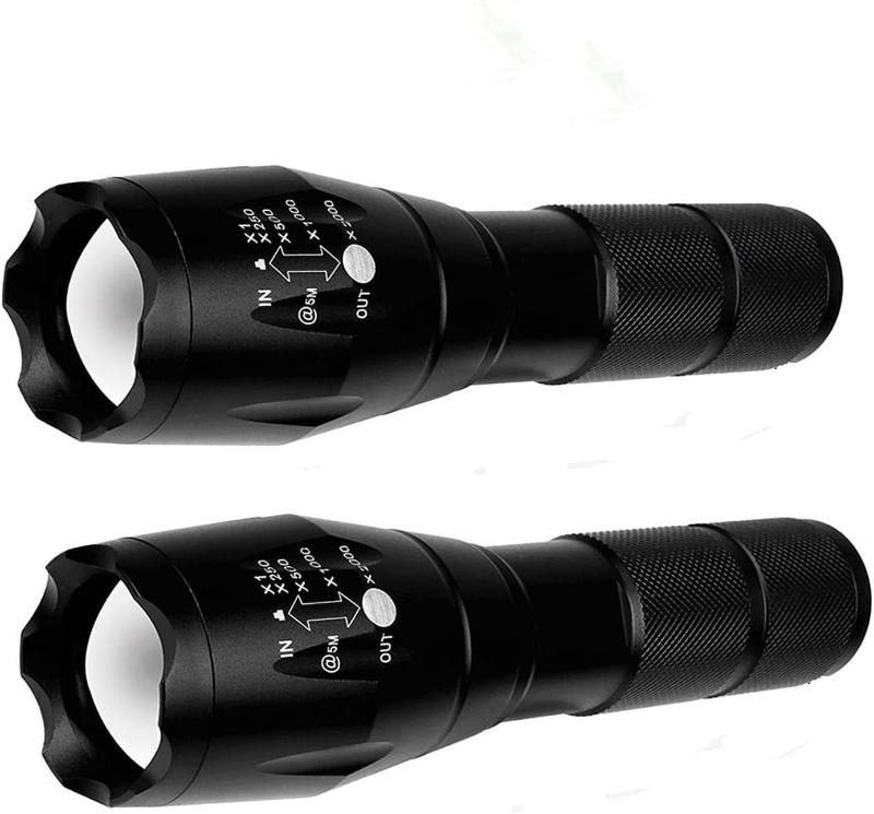 2 Pack Tactical Flashlights Torch, Military Grade High Lumens Led Waterproof Handheld Flashlight