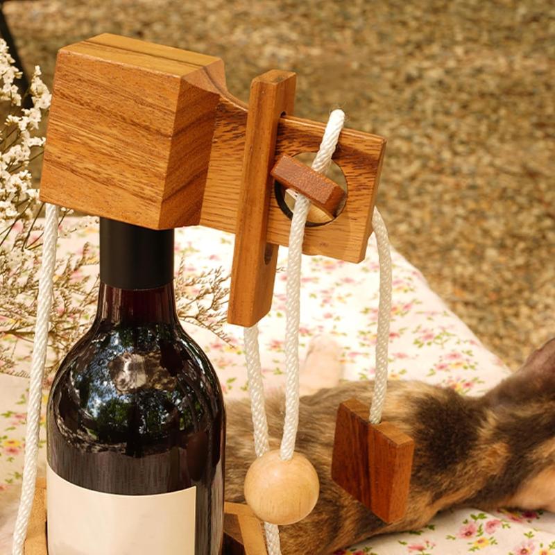 Miri - Challenging 3D Wooden Wine Bottle Holder and Wine Lock Puzzle Games