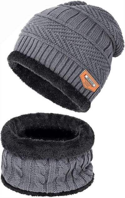  Unisex Warm Winter Beanie Hat & Scarf Set