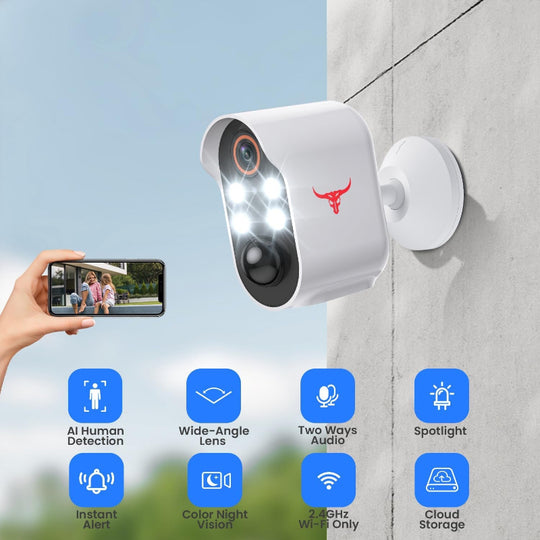 1080p Wireless Security Camera with AI Detection, Night Vision, 2-Way Talk, WiFi