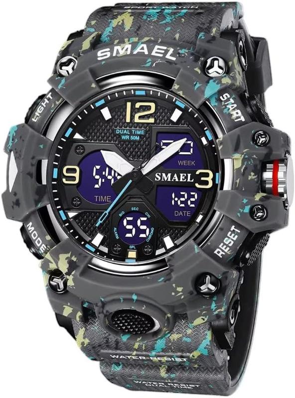 Men's Waterproof Sports Wrist Watch with Date & Multi Function LED Alarm Stopwatch