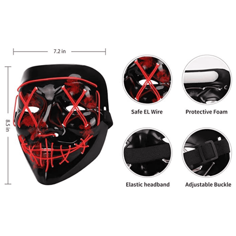Lighting Protection Mask 2-Pack Halloween LED Masks – Scary Light Up Face Masks with 3 Lighting ...