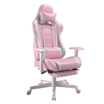 Gaming Office Chair - PU Leather with Footrest & Adjustable Headrest