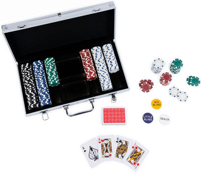 300-Piece Poker Set with Aluminum Carrying Case & Professional Weight Chips & Poker Dice