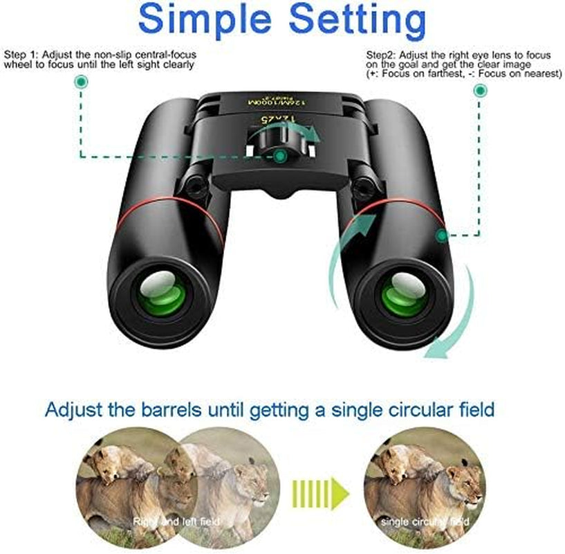 Compact Folding Waterproof Binoculars with Low Night Vision