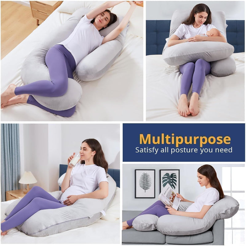 U-Shaped Pregnancy Pillow for Sleeping, Full Body Maternity Pillow for Side Sleepers