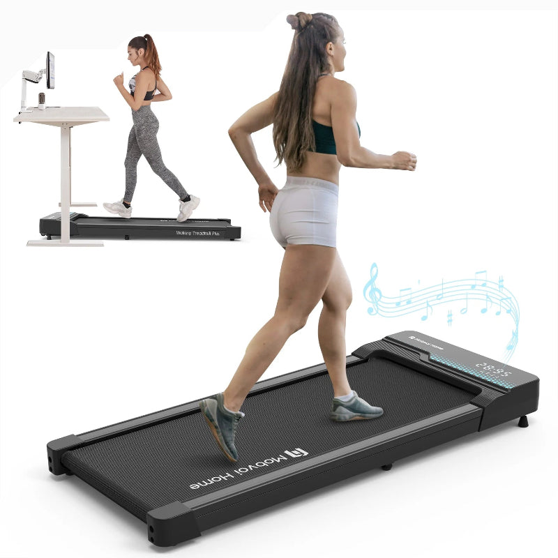 2-in-1 Under Desk Walking Treadmill, 2.25 HP Compact Treadmill with Remote & Speaker