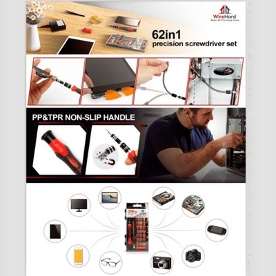 62in1 Multi-Bit Precision Screwdriver Set Magnetic iPhone and Computer Repair Tool Kit