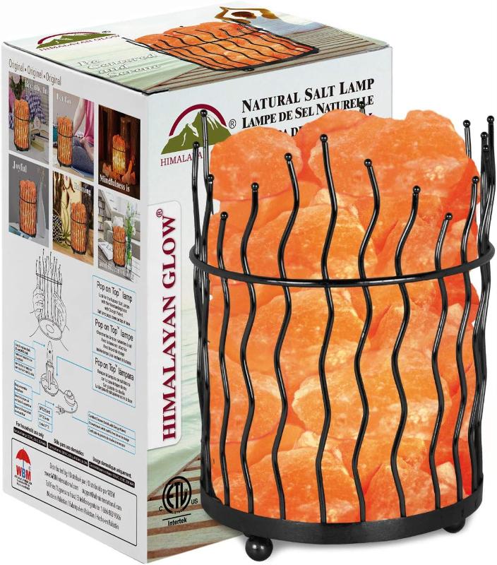  Himalayan Salt Basket Lamp - Amber Glow