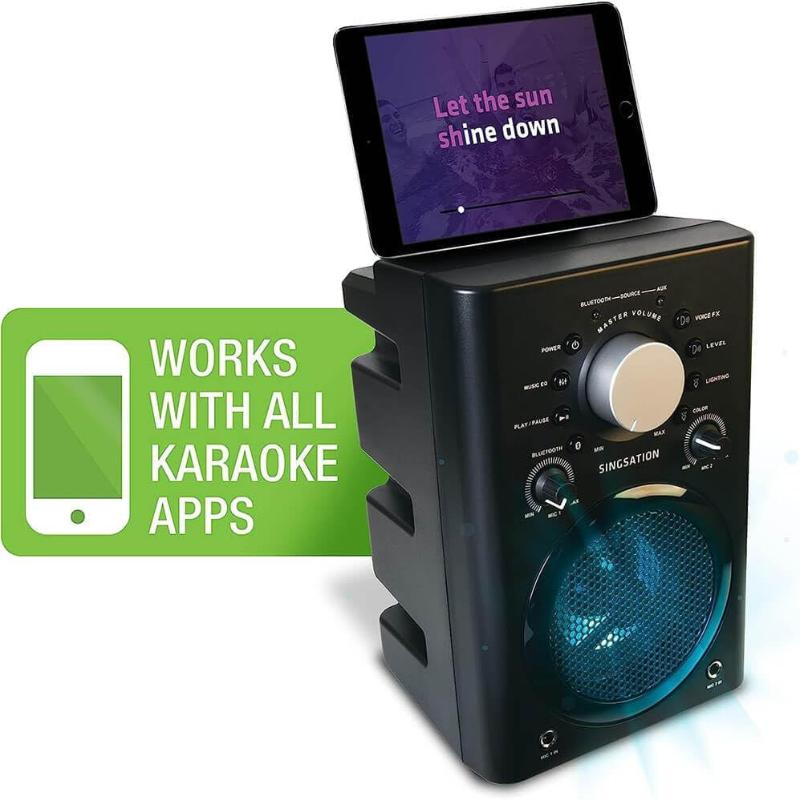 Full Karaoke System for Adults or Kids with Wireless Bluetooth Speaker and Microphone