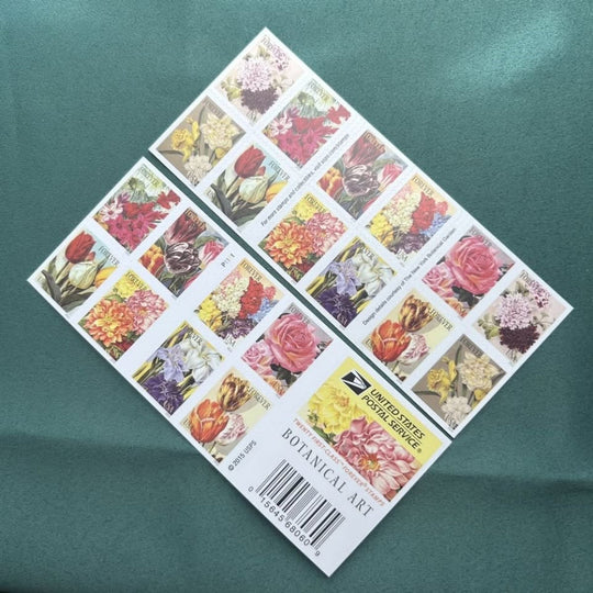 Botanical Art USPS First-Class Mail Forever Postage Stamps - Booklet of 20
