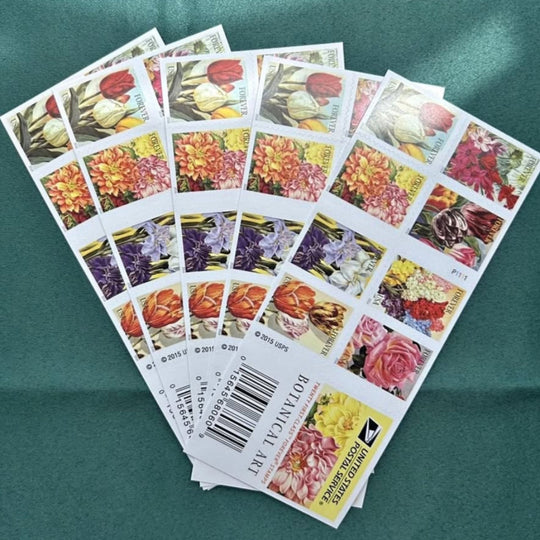 Botanical Art USPS First-Class Mail Forever Postage Stamps - Booklet of 20