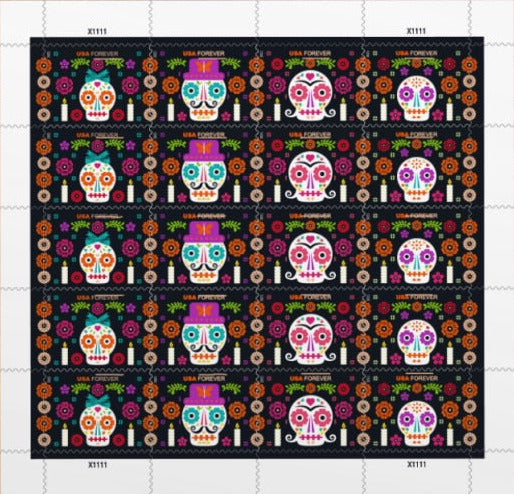 USPS Day of The Dead 2021 Forever Stamps - Sheet of 20 Postage Stamps - Back Ordered