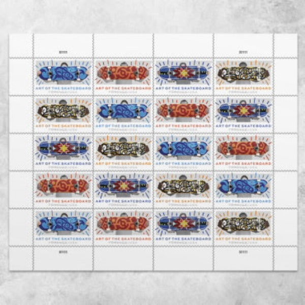 USPS Art of the Skateboard - Sheet of 20 First Class Forever Stamps