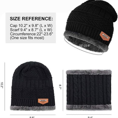  Unisex Warm Winter Beanie Hat & Scarf Set