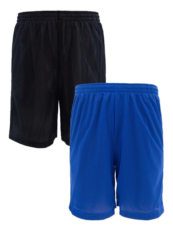 2 Pack Men's 8" Active Grid Mesh Drawstring Shorts