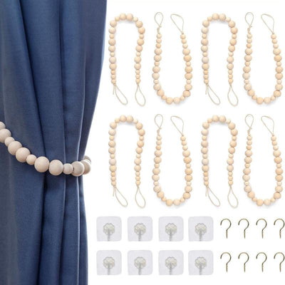 Wooden Bead Curtain or Drape Tieback Sets