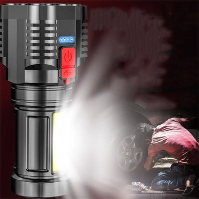 100000 LM LED Flashlight, Powerful Handheld Tactical Flashlight - USB Rechargeable