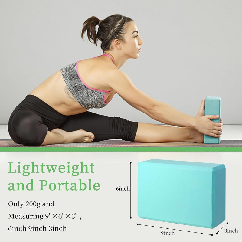  2 Pack Yoga Blocks - Premium EVA Foam, Non-Slip, Lightweight, Durable for Balance & Poses