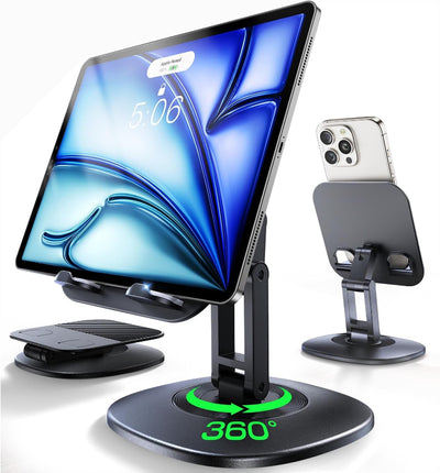 Tablet Stand for Desk, Foldable 360° Rotating Tablet Holder